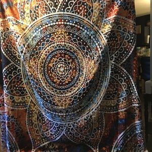 Brown multi color Mosaic duvet cover set